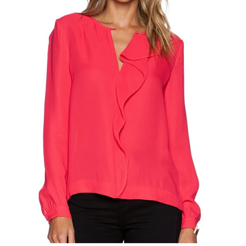 Kate Spade Vibrant Pink Ruffle Blouse